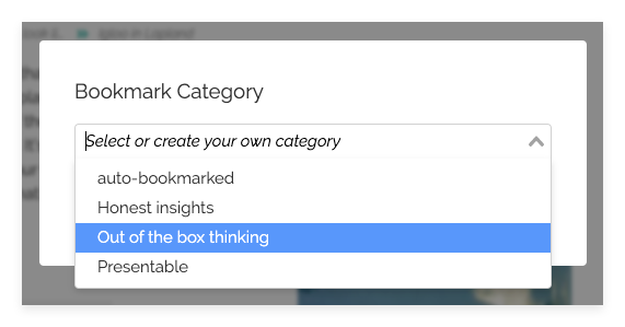 Bookmark Category Dropdown